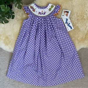 Cyber Monday Sale NWT Silly Goose Hand Smoked cotton blend Mardi Gras dress sz 4